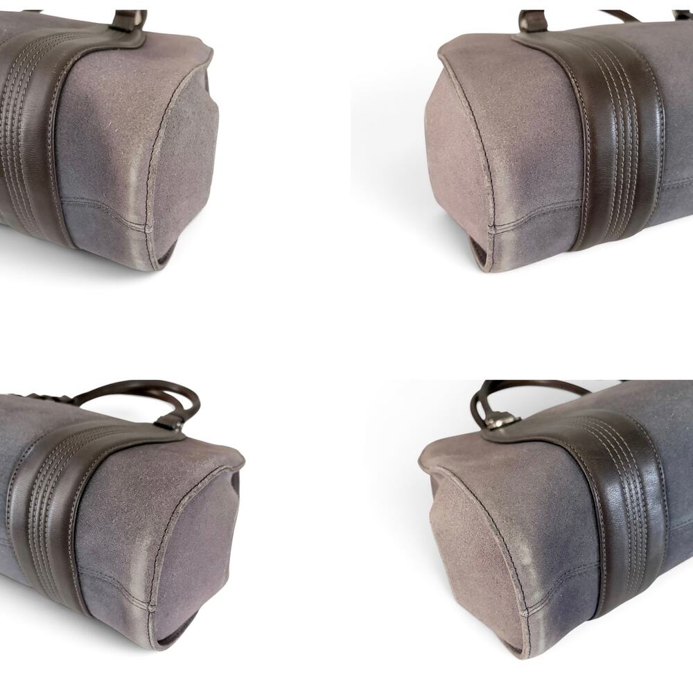 Loewe Amazona Grey Suede Leather Boston Bag Double Handle Vintage - Picture 6 of 15